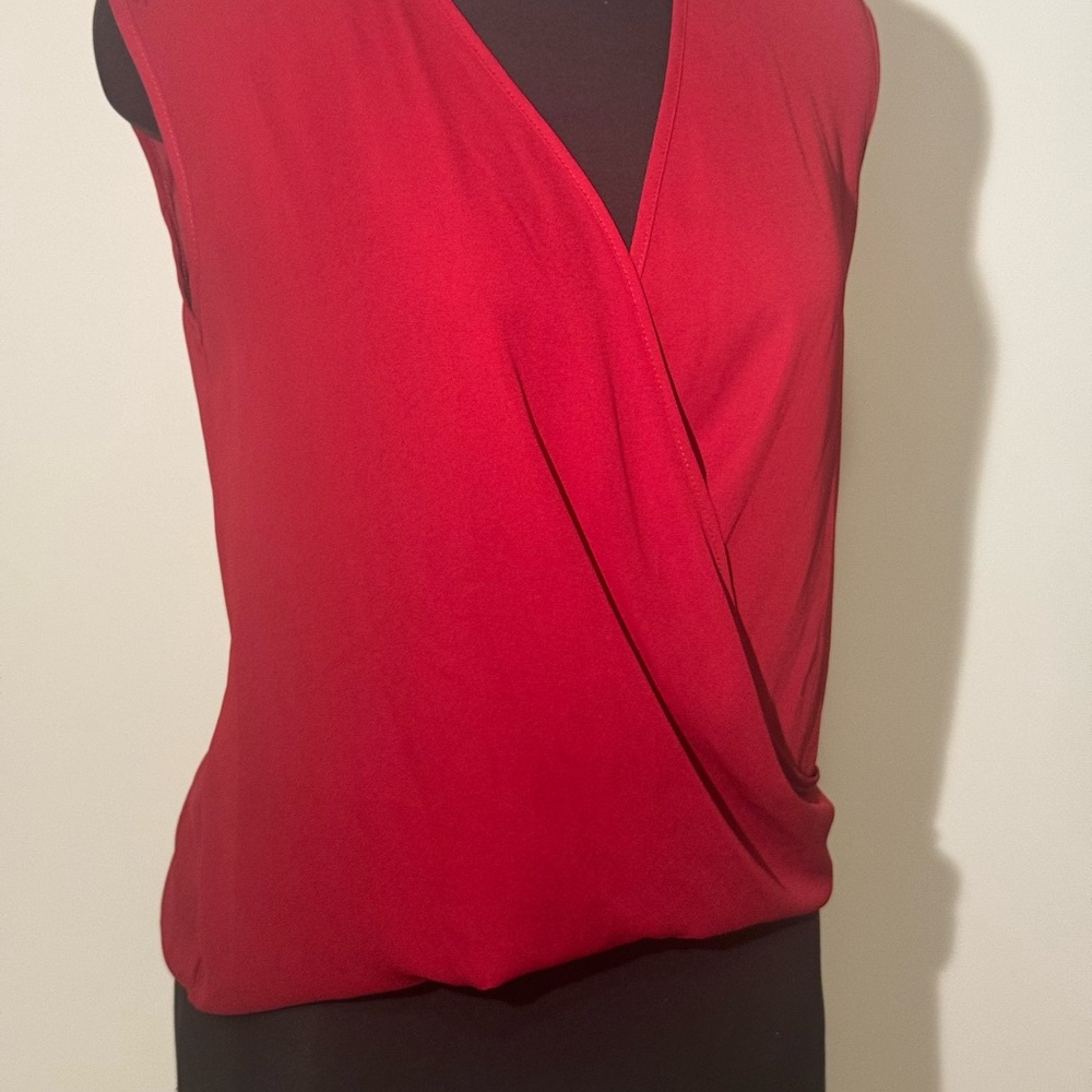 Lily White Vibrant Red Wrap Blouse